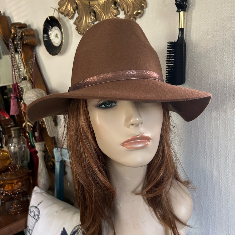 Brown Felt Hat with Satin Band